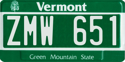 VT license plate ZMW651