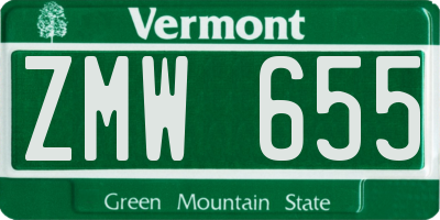 VT license plate ZMW655