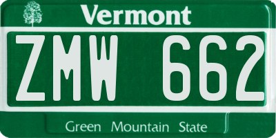 VT license plate ZMW662