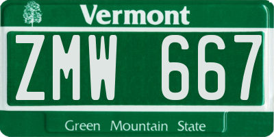 VT license plate ZMW667