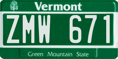 VT license plate ZMW671