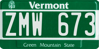 VT license plate ZMW673