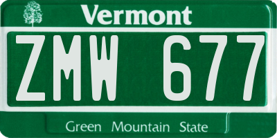 VT license plate ZMW677