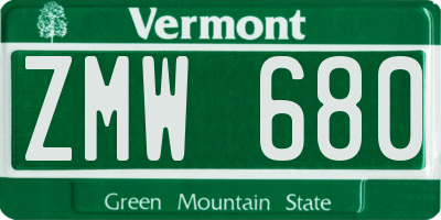 VT license plate ZMW680