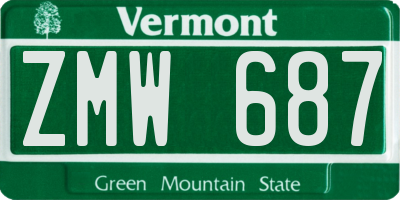 VT license plate ZMW687