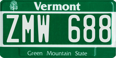 VT license plate ZMW688