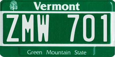 VT license plate ZMW701