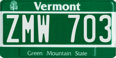 VT license plate ZMW703
