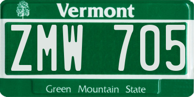 VT license plate ZMW705