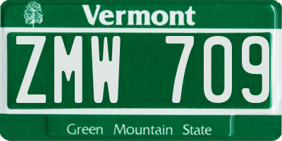 VT license plate ZMW709