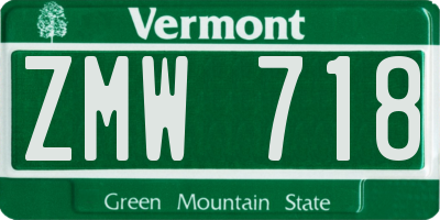 VT license plate ZMW718