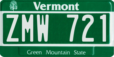 VT license plate ZMW721