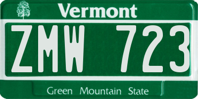 VT license plate ZMW723