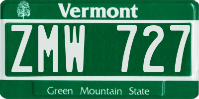 VT license plate ZMW727