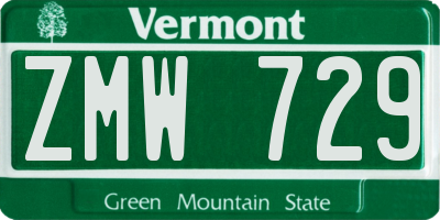 VT license plate ZMW729
