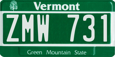 VT license plate ZMW731