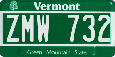 VT license plate ZMW732