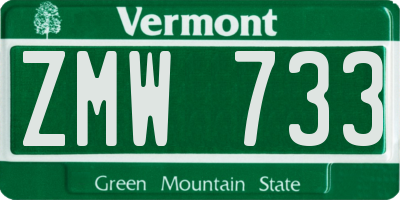 VT license plate ZMW733