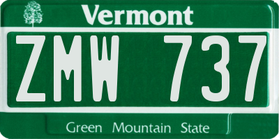 VT license plate ZMW737
