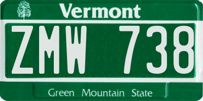 VT license plate ZMW738