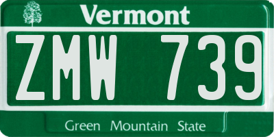 VT license plate ZMW739