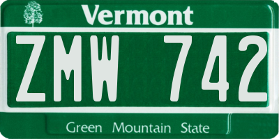 VT license plate ZMW742