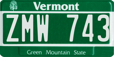 VT license plate ZMW743