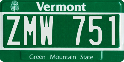 VT license plate ZMW751