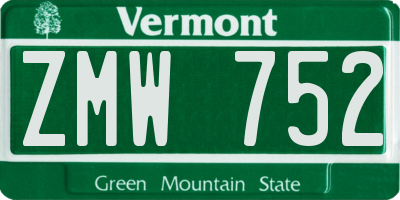 VT license plate ZMW752