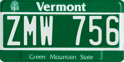 VT license plate ZMW756