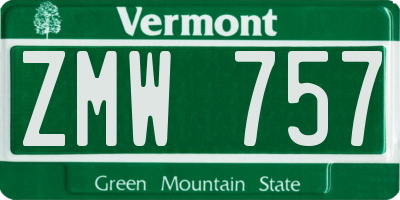 VT license plate ZMW757