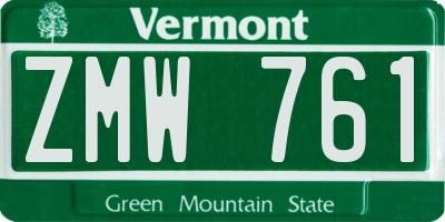 VT license plate ZMW761
