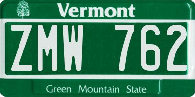 VT license plate ZMW762