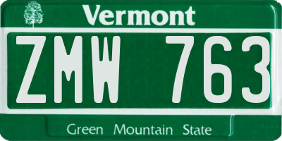 VT license plate ZMW763