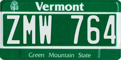 VT license plate ZMW764