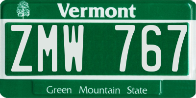 VT license plate ZMW767