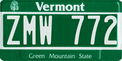 VT license plate ZMW772