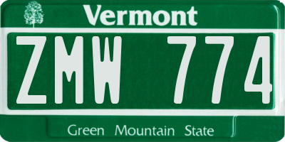 VT license plate ZMW774