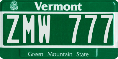 VT license plate ZMW777