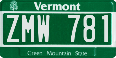 VT license plate ZMW781