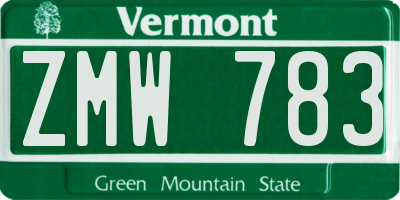 VT license plate ZMW783