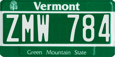 VT license plate ZMW784