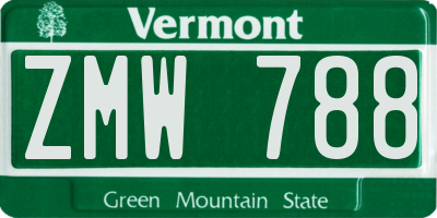 VT license plate ZMW788