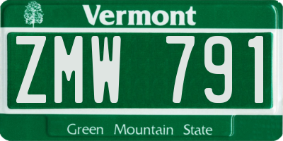 VT license plate ZMW791