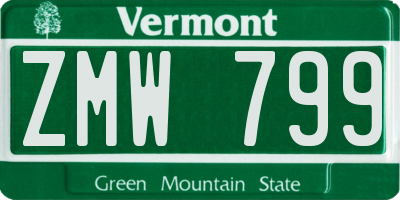 VT license plate ZMW799