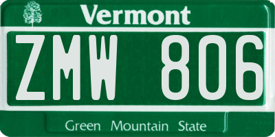 VT license plate ZMW806