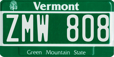 VT license plate ZMW808