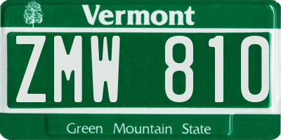 VT license plate ZMW810