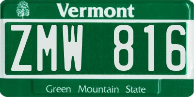 VT license plate ZMW816
