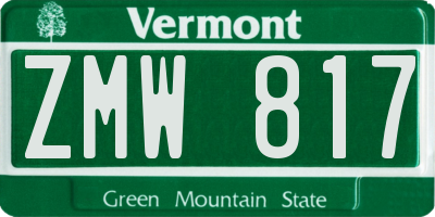VT license plate ZMW817